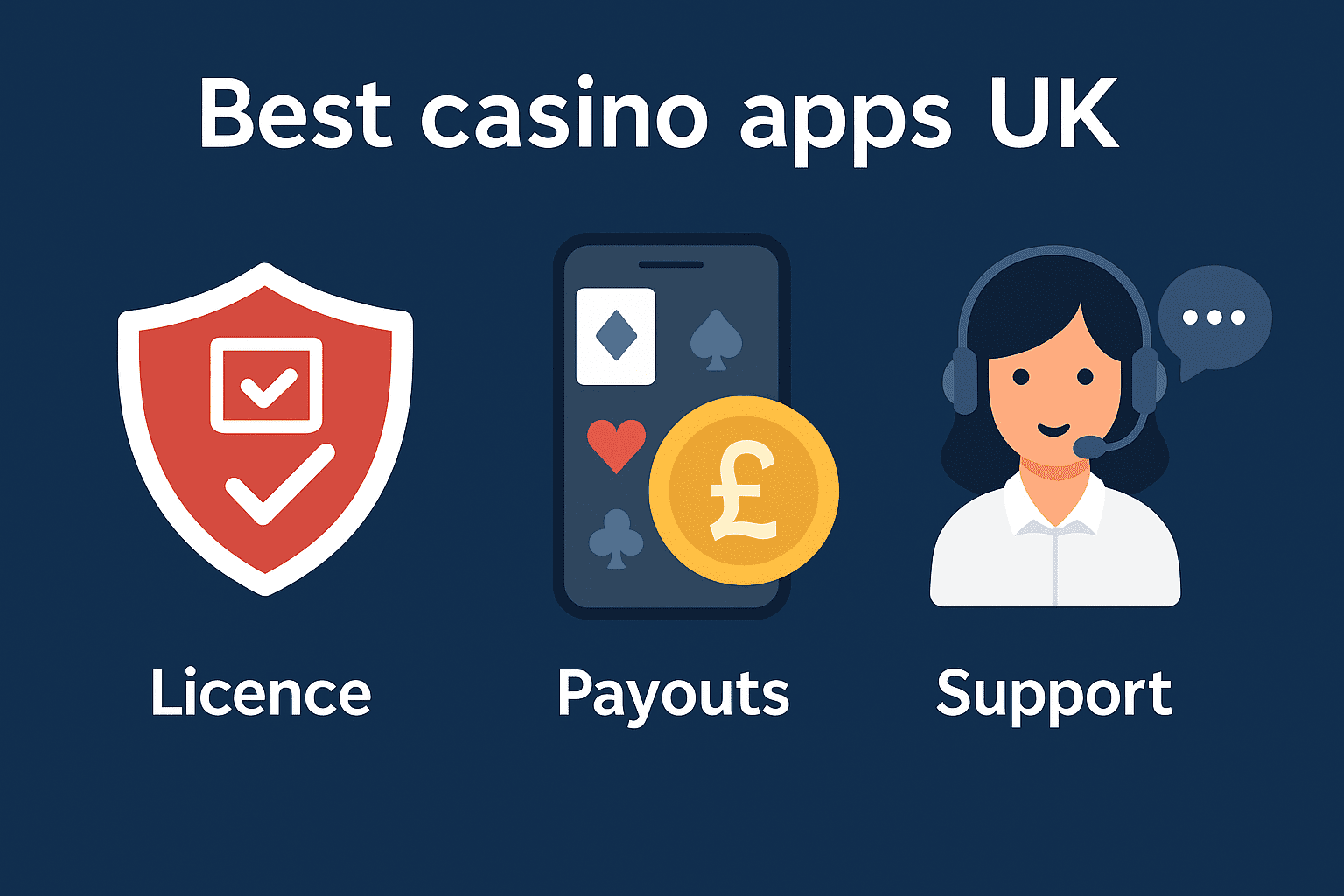 Infographic comparing the best UK casino apps with focus on licence, fast payouts, and 24/7 support